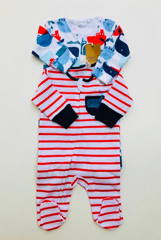 Next Pack of 2 Whale themed Sleepsuit