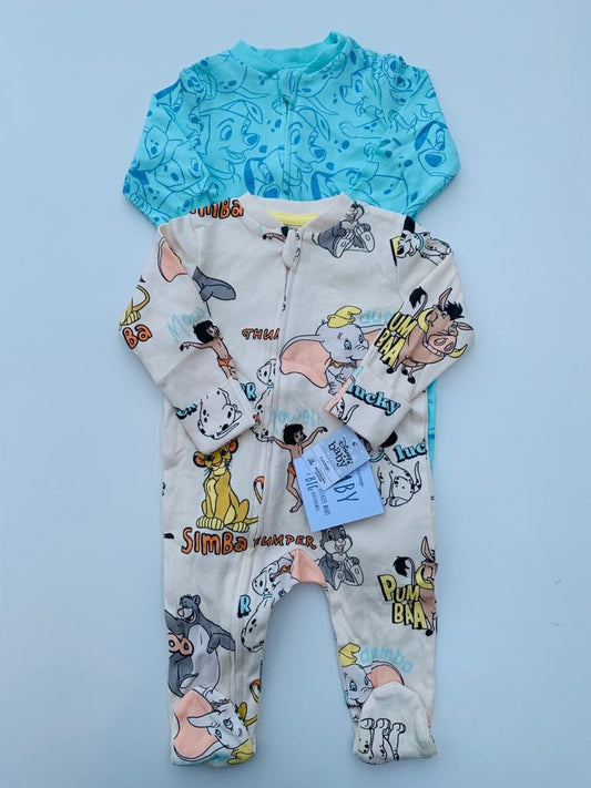 Disney Themed George pack of 2 Sleepsuits