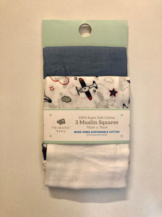 Pack of 3 Muslin Squares