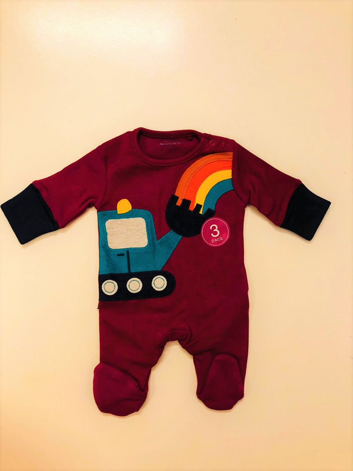 Appliqued tractor Sleepsuit