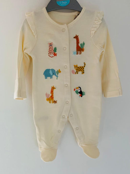 White Sleepsuit Animals Themed