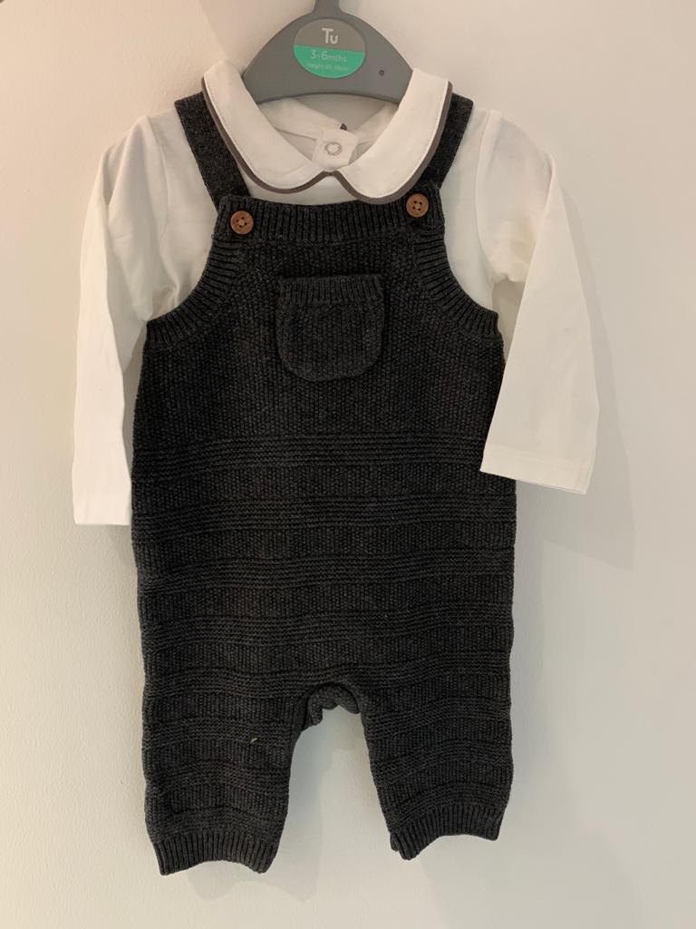 Knitted Charcoal dungaree