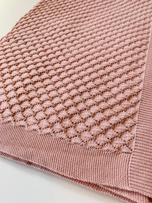 Lightwieght Pink Knitted Blanket