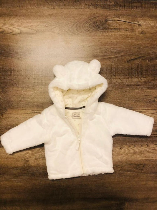 White fur zipper Jacket