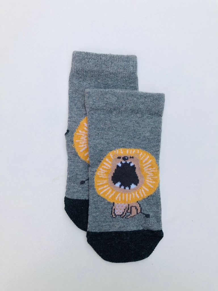 Lion Themed Grey Socks