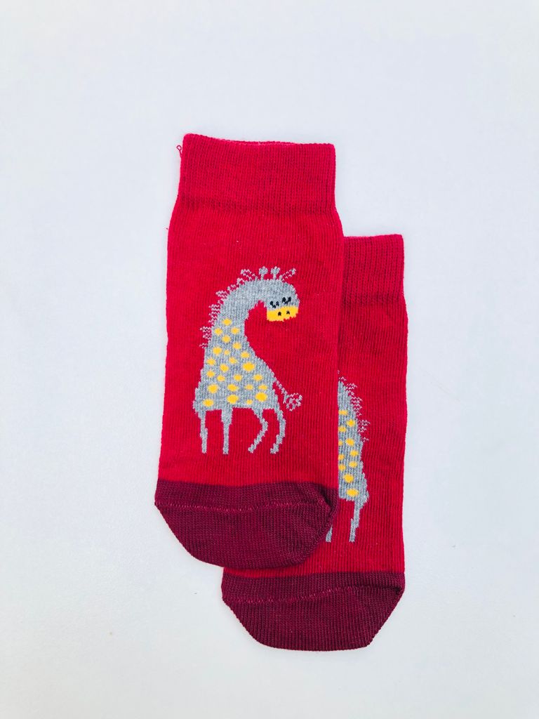 Giraffe Themed Red Socks