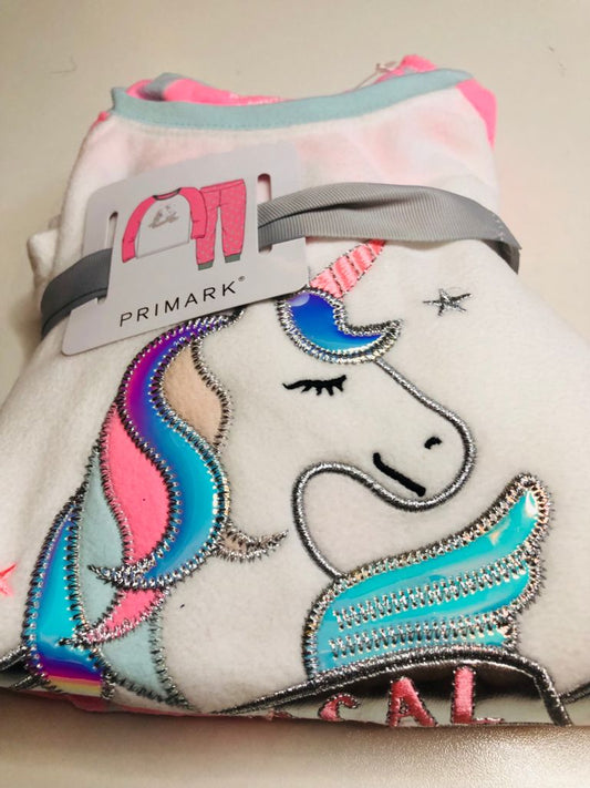 Unicorn on white and Pink Fleeced PJ