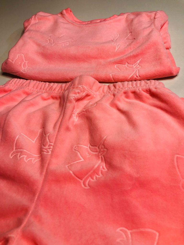 Unicorn Pattern on Pink Themed PJ Set Fleeced
