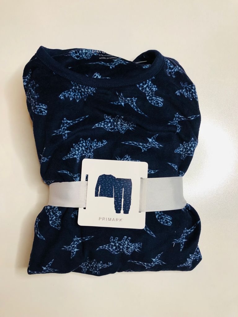 Dinosaurs on Navy Blue Fleeced PJ Set FLeeced