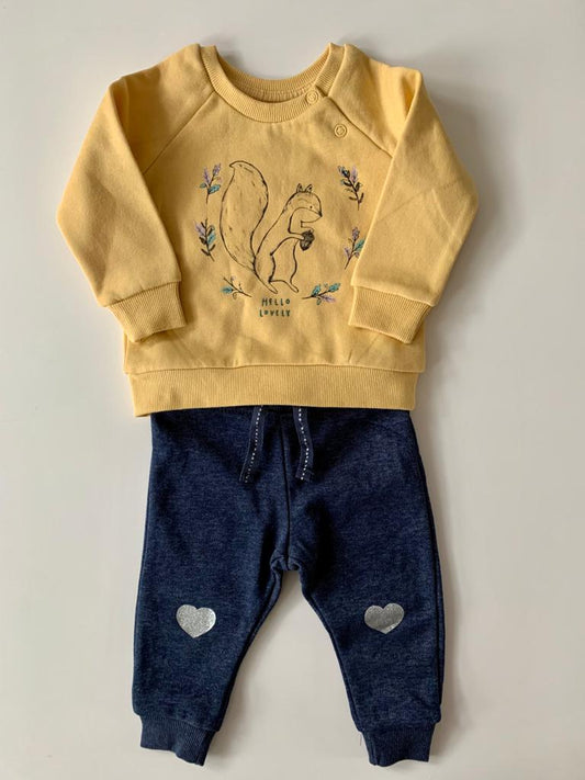 "Hello lovely" Squirrel Sweat shirt and Trouser Set