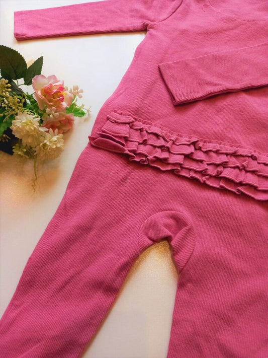 Tea pink color frills on back Sleepsuit
