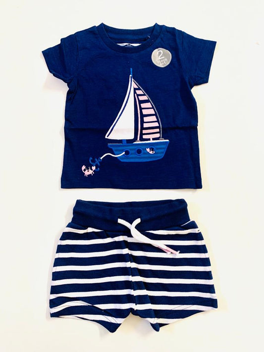 NEXT Appliqued Boat Shirt & Shorts Set