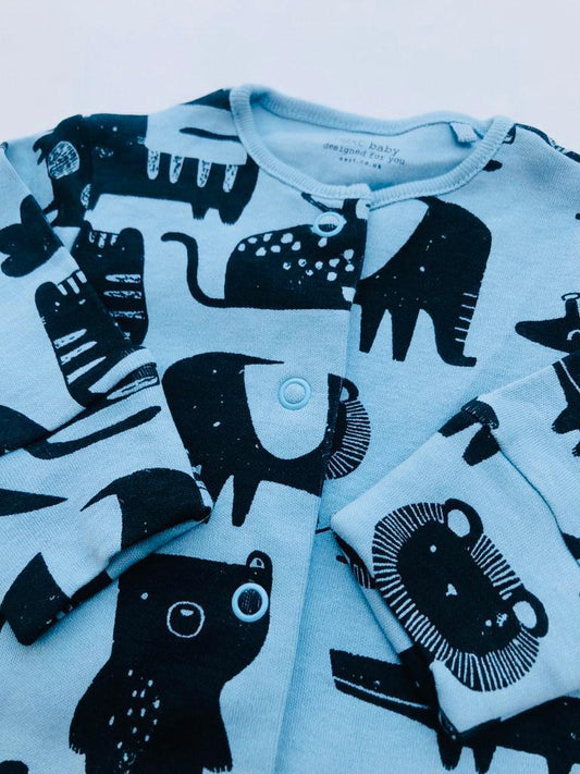 Next Animal Themed Blue Sleepsuit