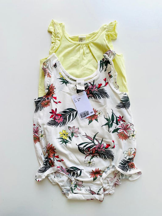 H&M Pack of 2 Big flower Romper (Bodysuit)