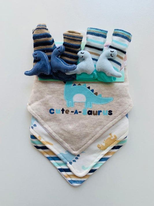 Pack of 3 Bibs with 2 Pair of Socks Booties