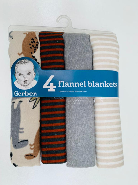 Gerber Pack of 4 Flannel Blankets( Warm swaddle sheets)