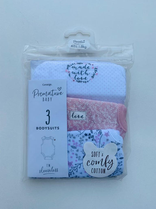 Pack of 3 Premature Bodysuit