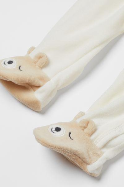 H&M Velour Cream Sleepsuit