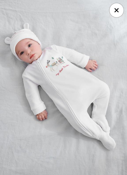 Next Velour  Sleepsuit with cap