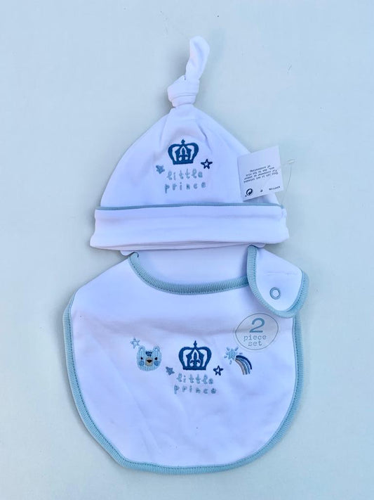 Next  Embroidered  " little Prince" Cap & Bib Set