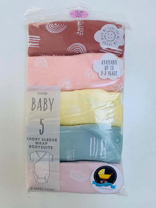 George Pack of 5 Half sleeved Wrap over Bodysuits