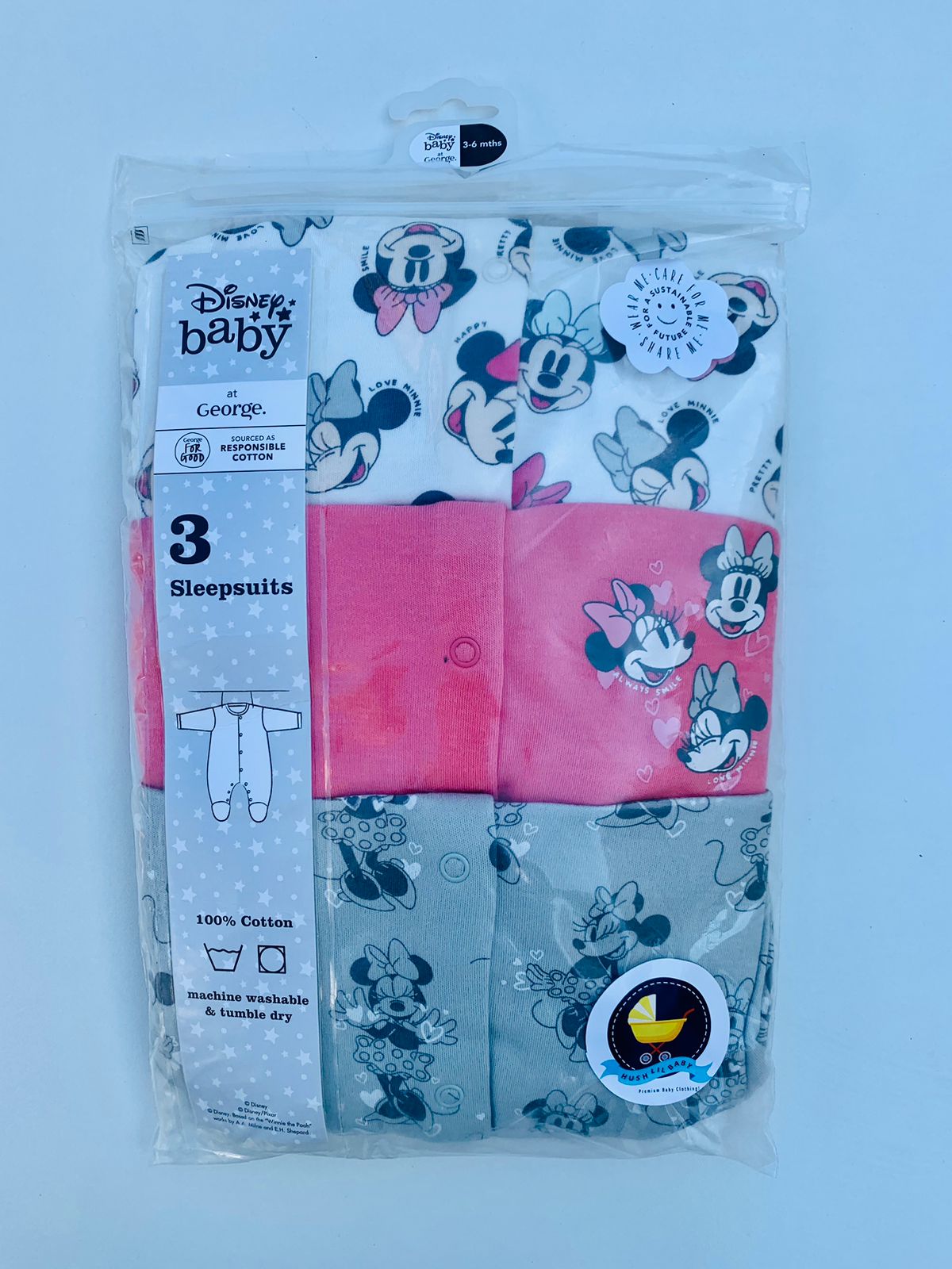George Pack of 3 Mini Mouse Sleepsuits