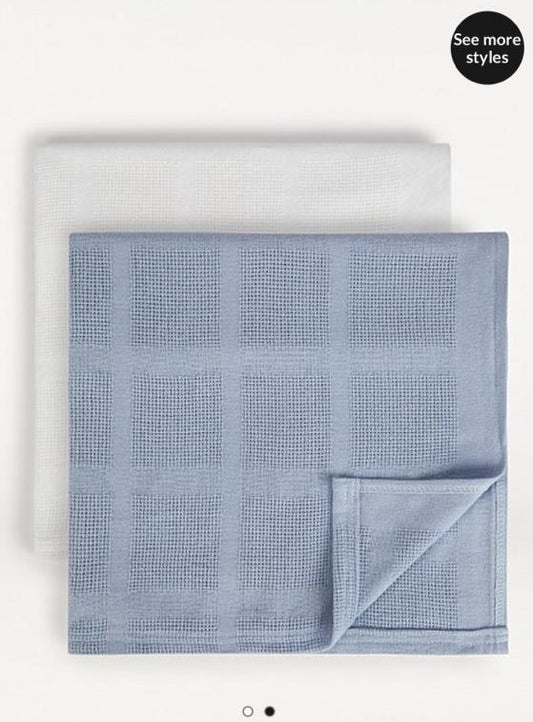 George Knitted Blanket ( White or Blue)