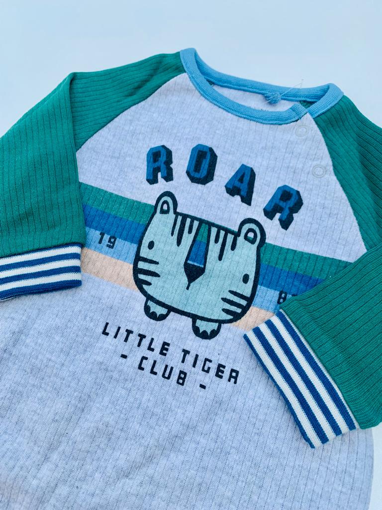 Next Ribbed " Roar little tiger" Sleepsuit