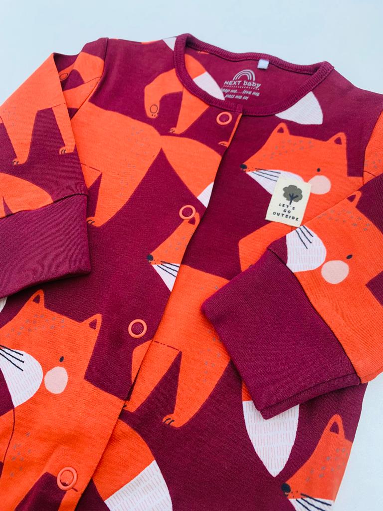 Next Fox Maroon Sleepsuit