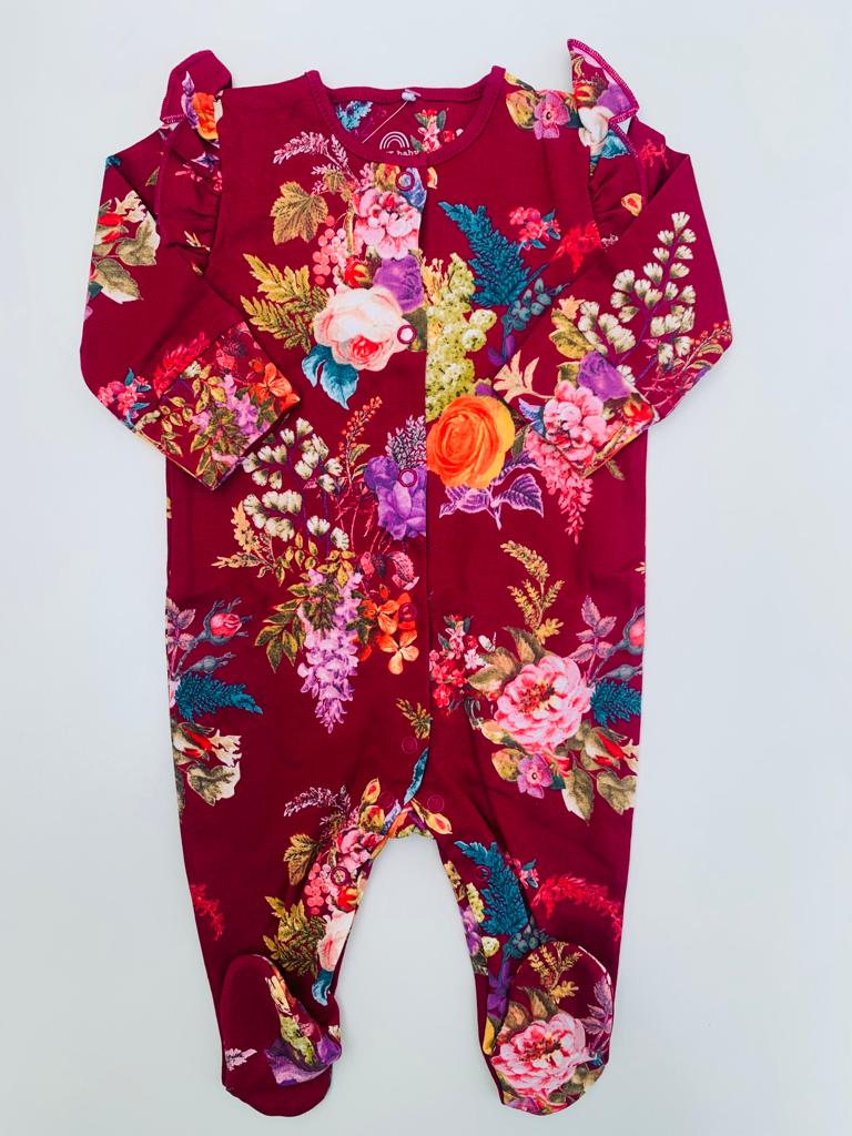 Next Maroon Floral Sleepsuit