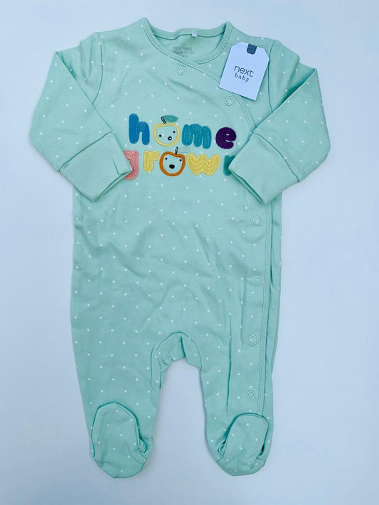 Next Embroidered  " Home Grown " Sleepsuit