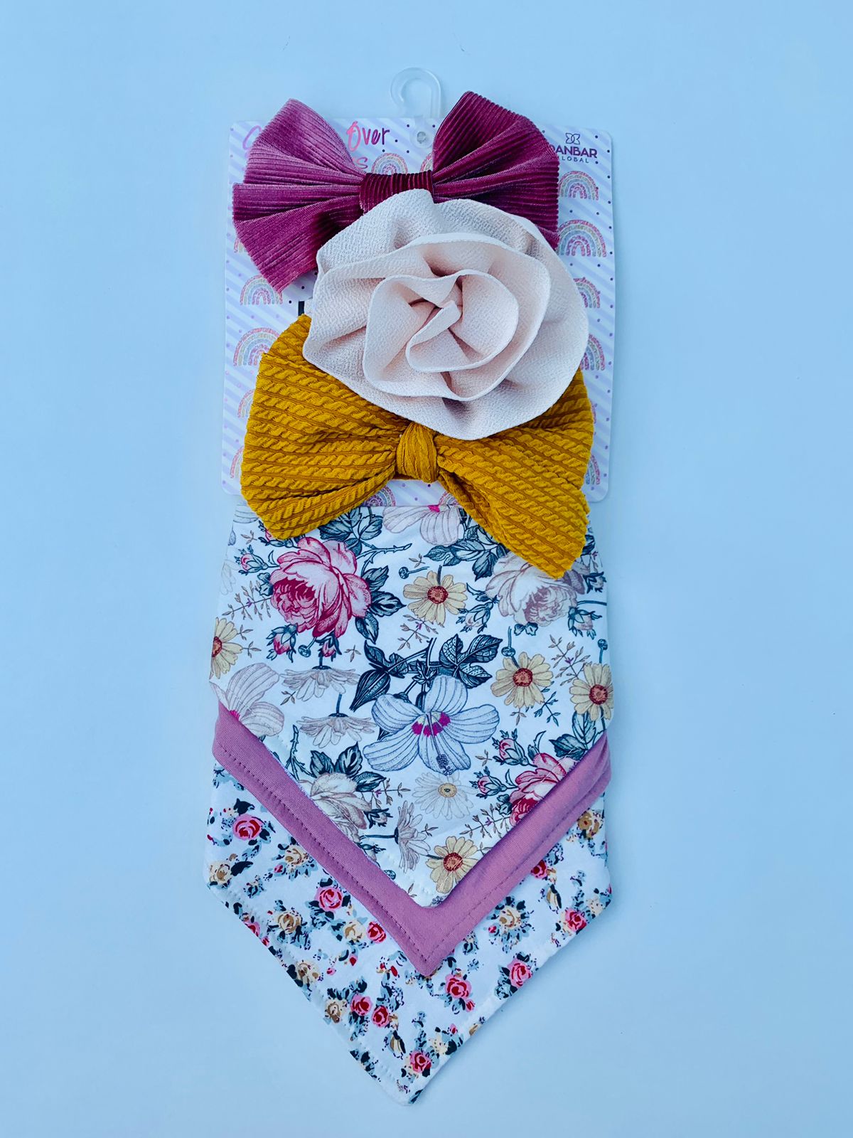 6 pc Floral bibs & Headband Set